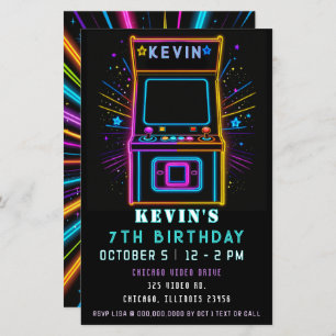 Budget Gaming Spaß Neon Glow Arcade Birthday Einla