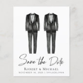 Budget Gay Wedding Tuxedo Save the Date (Vorderseite)