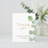 Budget Geburtstag 50 Eukalyptus Danke Karte (Stehend Vorderseite)