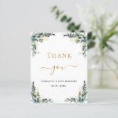 Budget Geburtstag 50 Eukalyptus Danke Karte (Stehend Vorderseite)