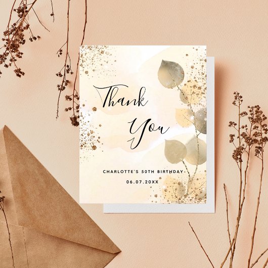 Budget Geburtstag 50 Eukalyptus Glitzer vielen Dan