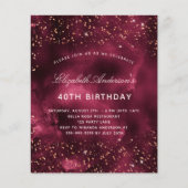 Budget Geburtstag burgundy Gold Ager Einladung (Vorderseite)