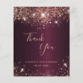 Budget Geburtstag burgundy Rose gold Dank Karte (Vorderseite)