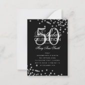 Budget Geburtstag Confetti Silver Black Einladung (Vorderseite)