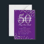 Budget Geburtstag Confetti Silver Lila Einladung<br><div class="desc">Elegantes "Geburtstagsparty Program" Design mit Glitzer Confetti in Silver & Lila mit individuellem Text.</div>