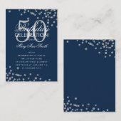 Budget Geburtstag Confetti Silver Navy Einladung (Vorne/Hinten)
