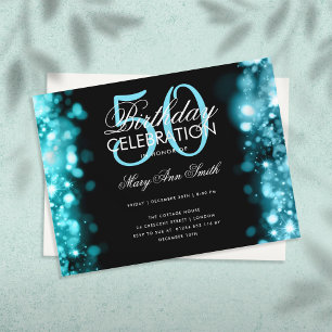 Budget Geburtstag Elegante Aquamarine Lichter lade Postkarte