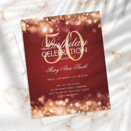 Budget Geburtstag Elegante Gold Red Lights Einladu