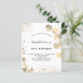 Budget Geburtstag Eukalyptus foliogold Einladung (Stehend Vorderseite)