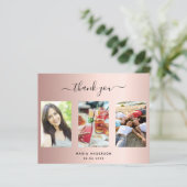 Budget Geburtstag Foto Rose Gold Dank Karte (Stehend Vorderseite)