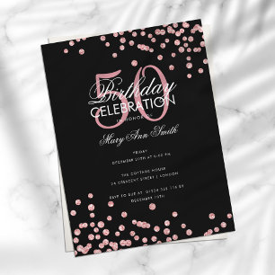 Budget Geburtstag Glitzer Confetti Rose Gold Black Postkarte