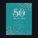 Budget Geburtstag Glitzer Confetti Silver Aquamari<br><div class="desc">Elegantes "Geburtstagsparty Program" Design mit Glitzer Confetti in Silver & Aquamarin mit individuellem Text.</div>