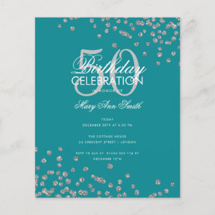 Budget Geburtstag Glitzer Confetti Silver Aquamari