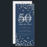 Budget Geburtstag Glitzer Confetti Silver & Navy<br><div class="desc">Elegantes "Birthday Party Program" Design mit Glitzer Confetti in Silver & Navy mit individuellem Text.</div>