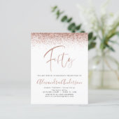 Budget Geburtstag Glitzer Rose Gold Einladung (Stehend Vorderseite)