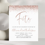Budget Geburtstag Glitzer Rose Gold Einladung<br><div class="desc">Rose Gold - Rosa und Schwarz Glitzer für jedes Alter (50.) Geburtstagsparty Einladung. Das ist der perfekte (fünfzig) Spaß und die trendy Geburtstagseinladung für eine moderne elegante Sparkle Girly Geburtstagsparty. Bitte kontaktieren Sie den Designer,  um passende Sonderanfertigungen zu erhalten.</div>