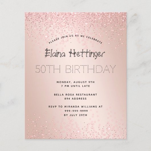 Budget Geburtstag Glitzer Rose Gold Metal (Vorderseite)