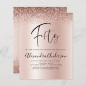 Budget Geburtstag Glitzer Rose Gold Rosa Einladung (Vorne/Hinten)