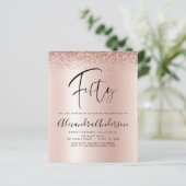 Budget Geburtstag Glitzer Rose Gold Rosa Einladung (Stehend Vorderseite)