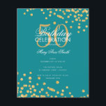 Budget Geburtstag Gold Glitzer Confetti Aquamarin Flyer<br><div class="desc">Elegantes "Birthday Party Program" Design mit Glitzer Confetti in Gold & Aquamarin mit individuellem Text.</div>