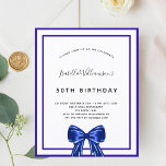 Budget Geburtstag königsblauer weißer Bug Einladun<br><div class="desc">Modernes,  elegantes und einladendes Hotel. Weiße Hintergrundfarbe mit königsblauen Rahmen und Bogen. Personalisieren und fügen Sie einen Namen und Details. Schwarze Buchstaben.</div>