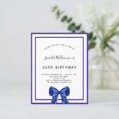 Budget Geburtstag königsblauer weißer Bug Einladun (Stehend Vorderseite)
