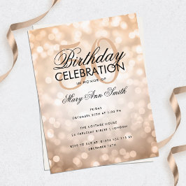 Budget Geburtstag Kupfer Sparkle Light Einladung Postkarte