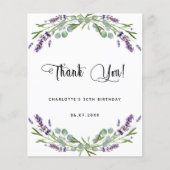 Budget Geburtstag Lavendel eucalyptus danke Karte (Vorderseite)