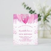 Budget Geburtstag Rosa-Weiße-Mädchen-Einladung (Stehend Vorderseite)