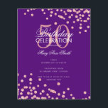 Budget Geburtstag Rose Gold Glitzer Lila Flyer<br><div class="desc">Elegantes "Geburtstagsparty Program" Design mit Glitzer Confetti in Rose Gold & Lila mit individuellem Text.</div>