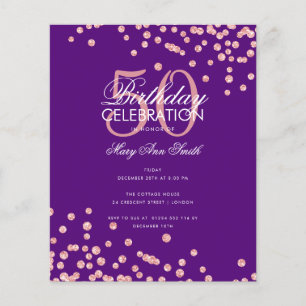 Budget Geburtstag Rose Gold Glitzer Lila Flyer