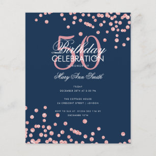 Budget Geburtstag Rose Gold Glitzer Navy Flyer
