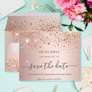 Budget Geburtstag Rose Gold Save the Date Karte