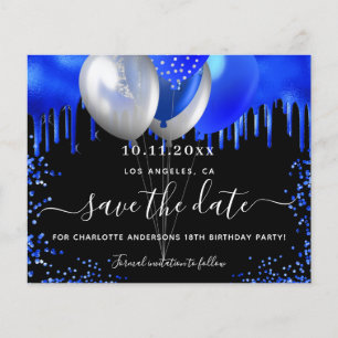 Budget Geburtstag schwarz königsblau Save the Date