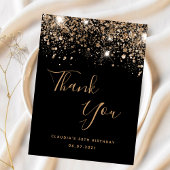 Budget Geburtstag schwarzer Glitzer Dank Karte