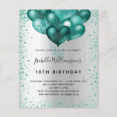 Budget Geburtstag Silber aquamariner Glitzer Einla (Vorderseite)