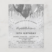 Budget Geburtstag Silber Glitzer Einladung (Vorderseite)