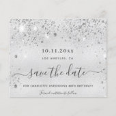 Budget Geburtstag Silber Glitzer Save the Date (Vorderseite)