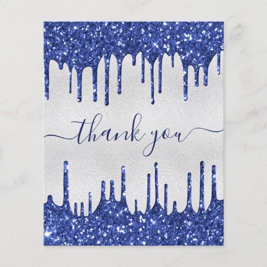 BUDGET Geburtstag Silberblauer Glitzer vielen Dank (Vorderseite)