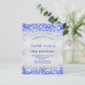 Budget Geburtstag Silberkönigsblau Einladung (Stehend Vorderseite)