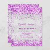 Budget Geburtstag Silberne lila Rosa Einladung (Vorne/Hinten)