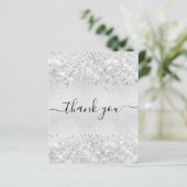 BUDGET Geburtstag silberner Glitzer Staub danke (Stehend Vorderseite)