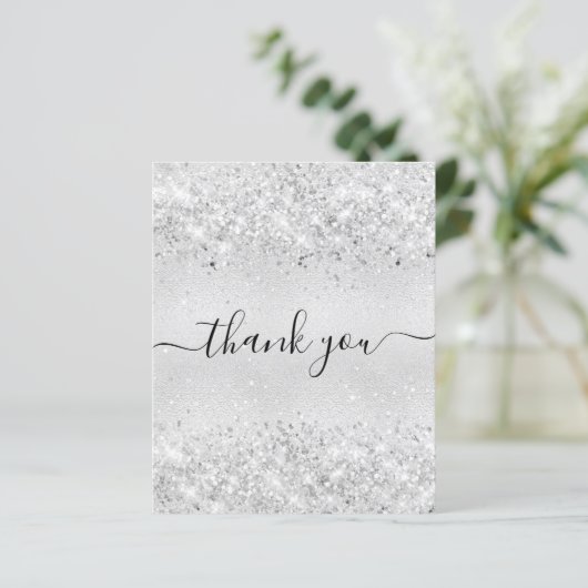 BUDGET Geburtstag silberner Glitzer Staub danke (Stehend Vorderseite)