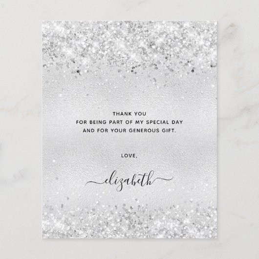 BUDGET Geburtstag silberner Glitzer Staub danke (Rückseite)