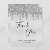 Budget Geburtstag Silberner Glitzer Tropfen danke (Vorne/Hinten)