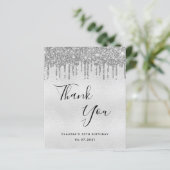 Budget Geburtstag Silberner Glitzer Tropfen danke (Stehend Vorderseite)