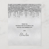 Budget Geburtstag Silberner Glitzer Tropfen danke (Rückseite)