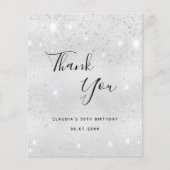 Budget Geburtstag Silberstaub Glitzer danke Karte (Vorderseite)