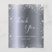 Budget Geburtstag Silberstaub Glitzer danke Karte (Vorderseite)