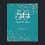 Budget Geburtstag Silver Glitzer Confetti Aquamari Flyer<br><div class="desc">Elegantes "Geburtstagsparty Program" Design mit Glitzer Confetti in Silver & Aquamarin mit individuellem Text.</div>